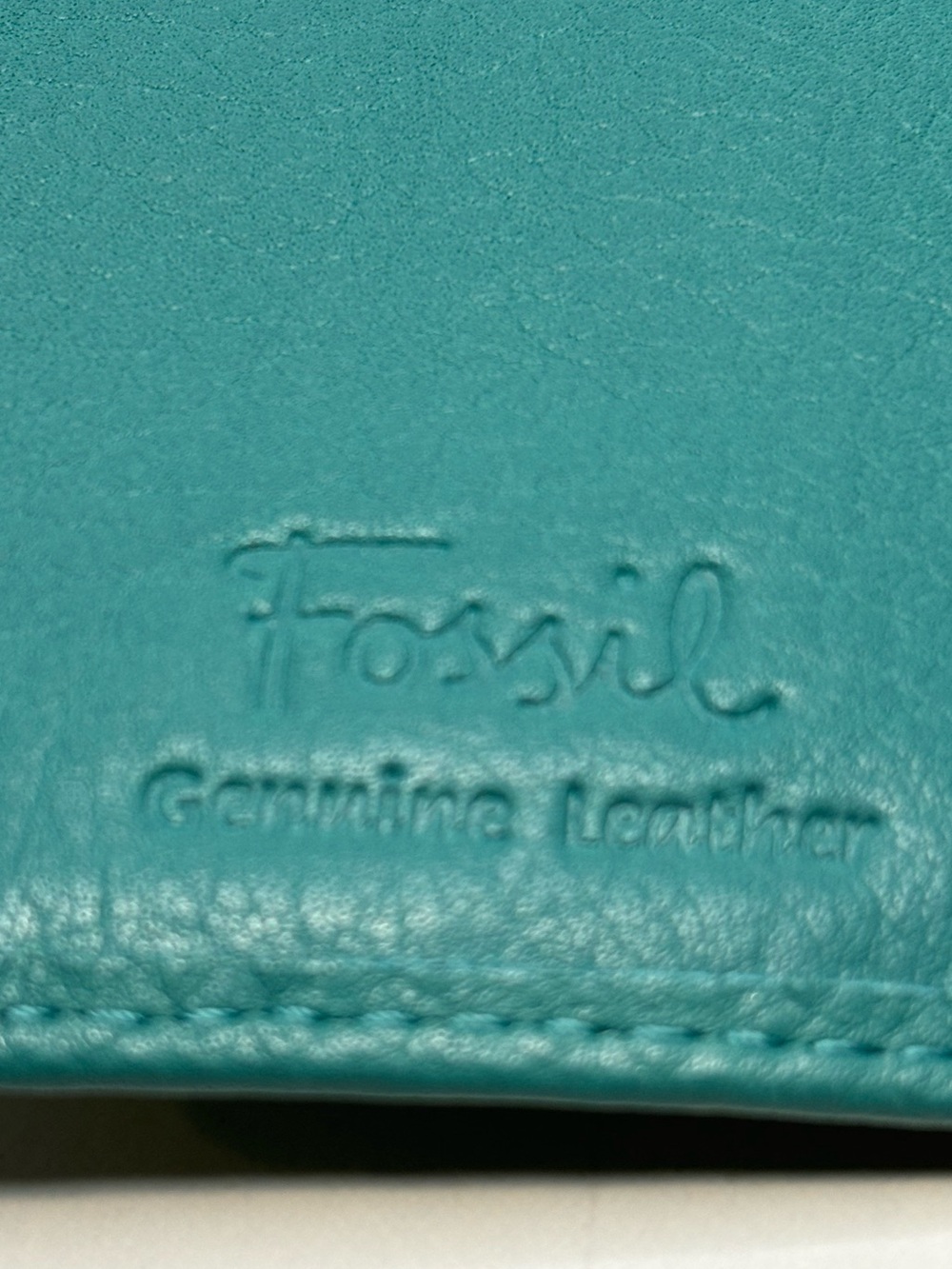 Fossil Teal Leather Clutch Wallet with Wrist Strap - Picture 7 of 10